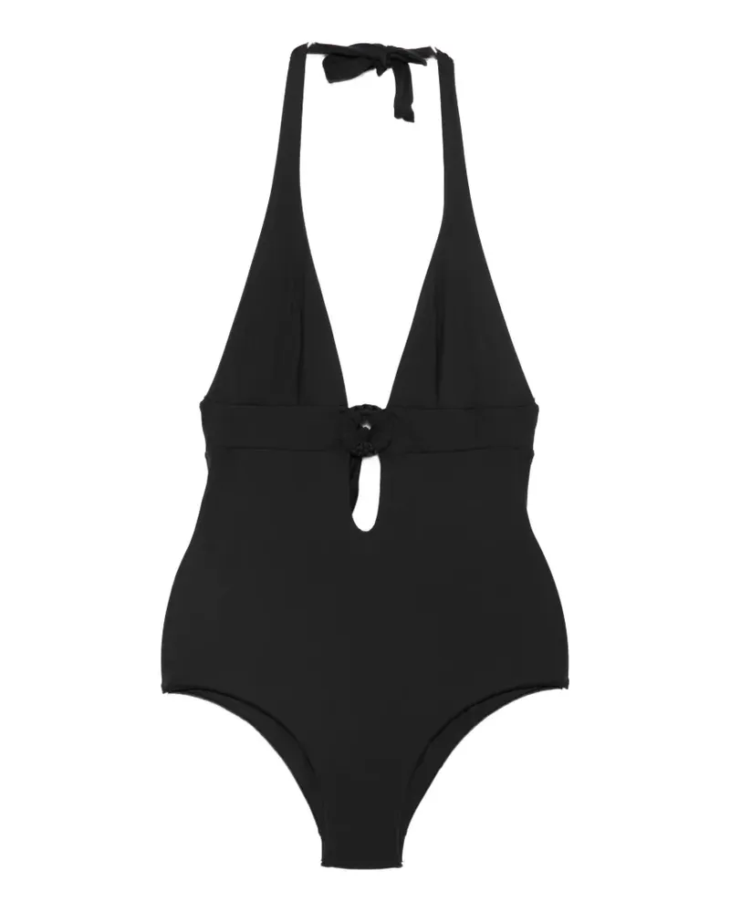 FISICO-Cristina Ferrari halterneck ring-detail swimsuit - Schwarz Schwarz