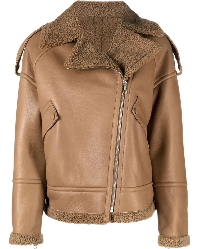 Yves Salomon Bikerjacke aus Leder - Braun Braun