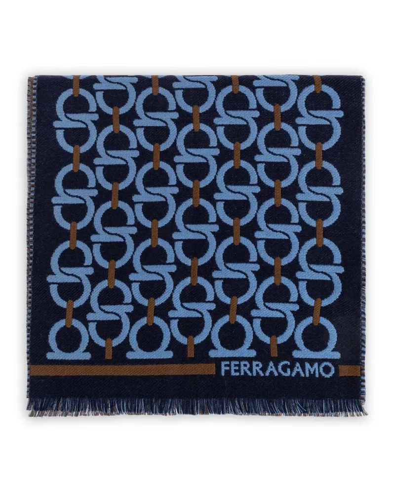 Ferragamo Schal mit Gancini-Jacquardmuster - Blau Blau