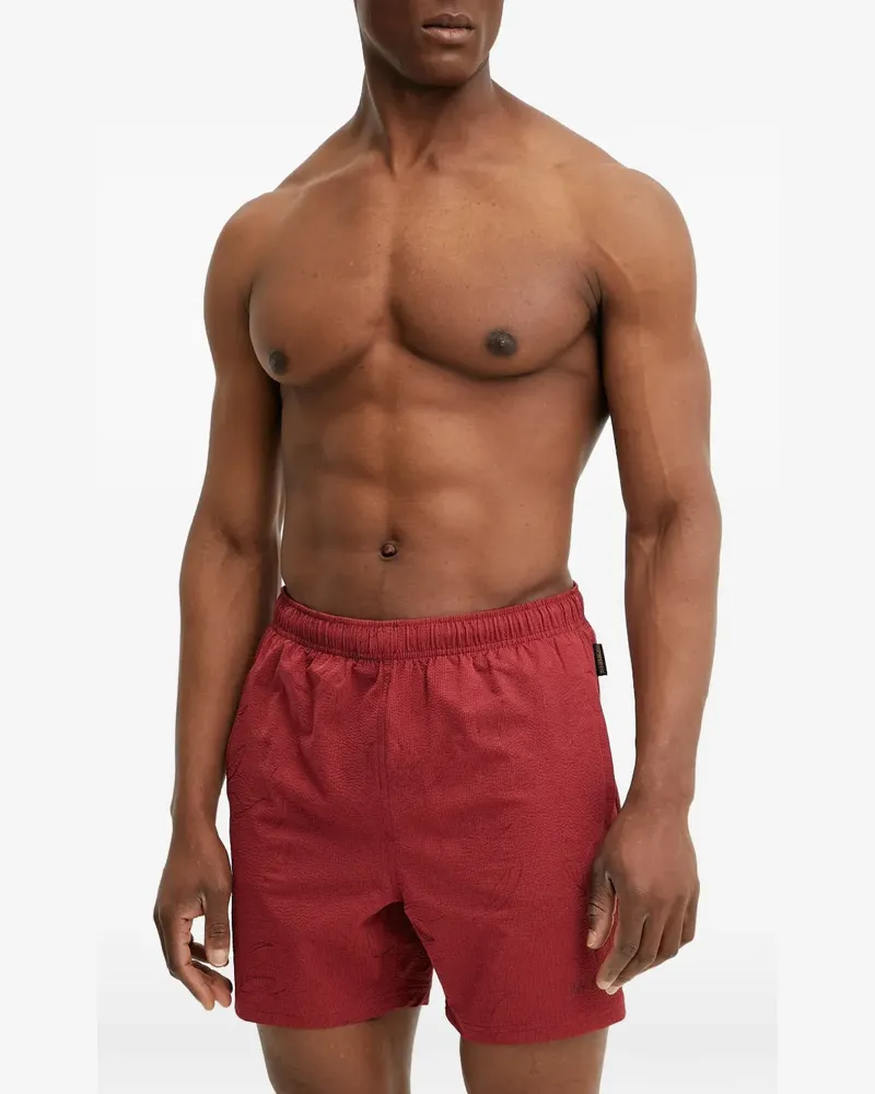Napapijri Badeshorts mit Seersucker-Struktur - Rot Rot