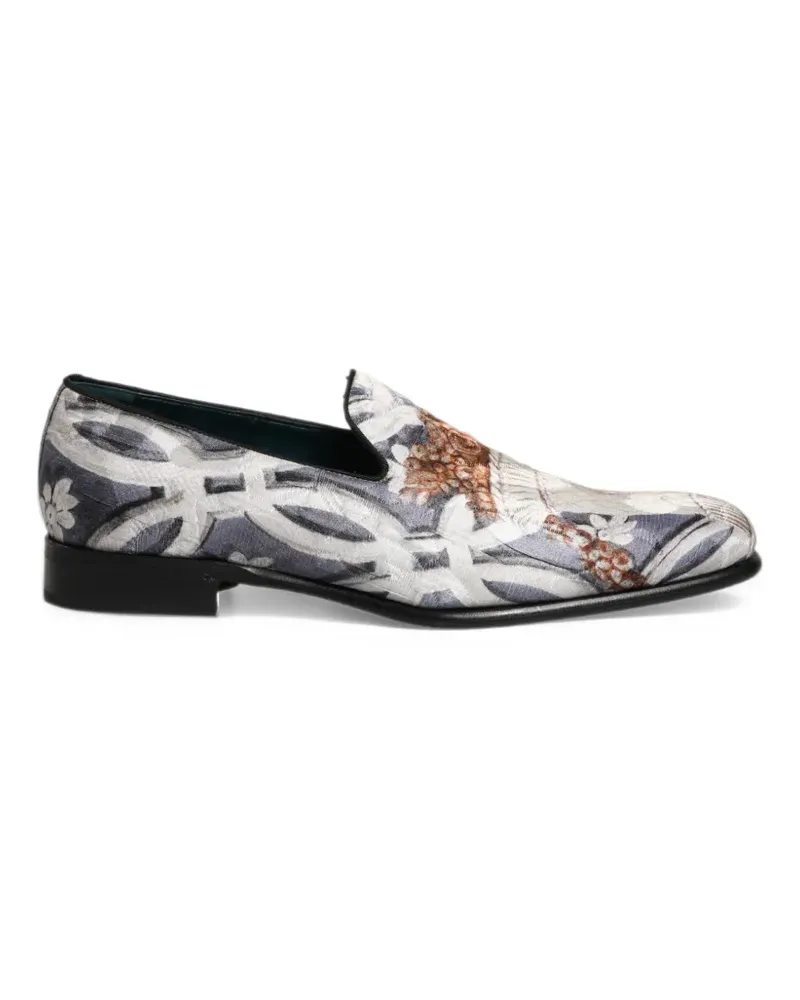 Dolce & Gabbana floral-tapestry embroidered loafers - Grau Grau