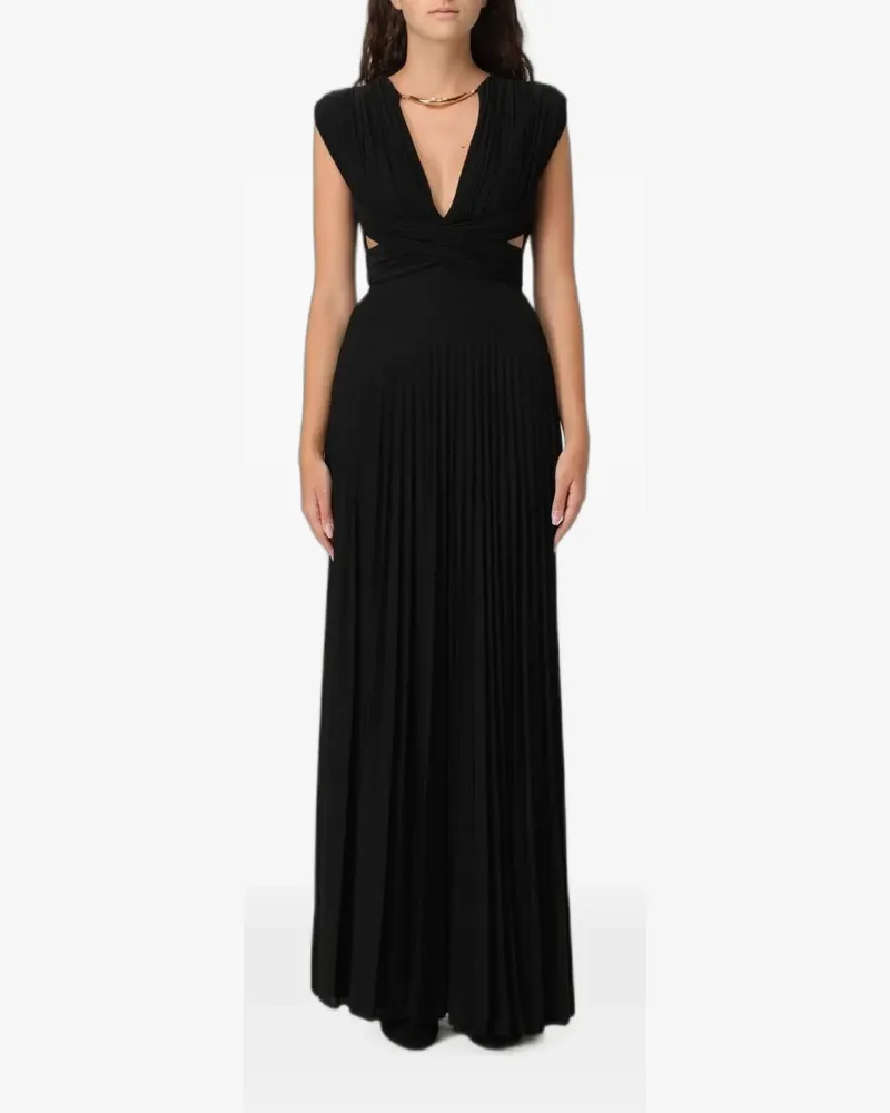 Elisabetta Franchi pleated cut-out maxi dress - Schwarz Schwarz