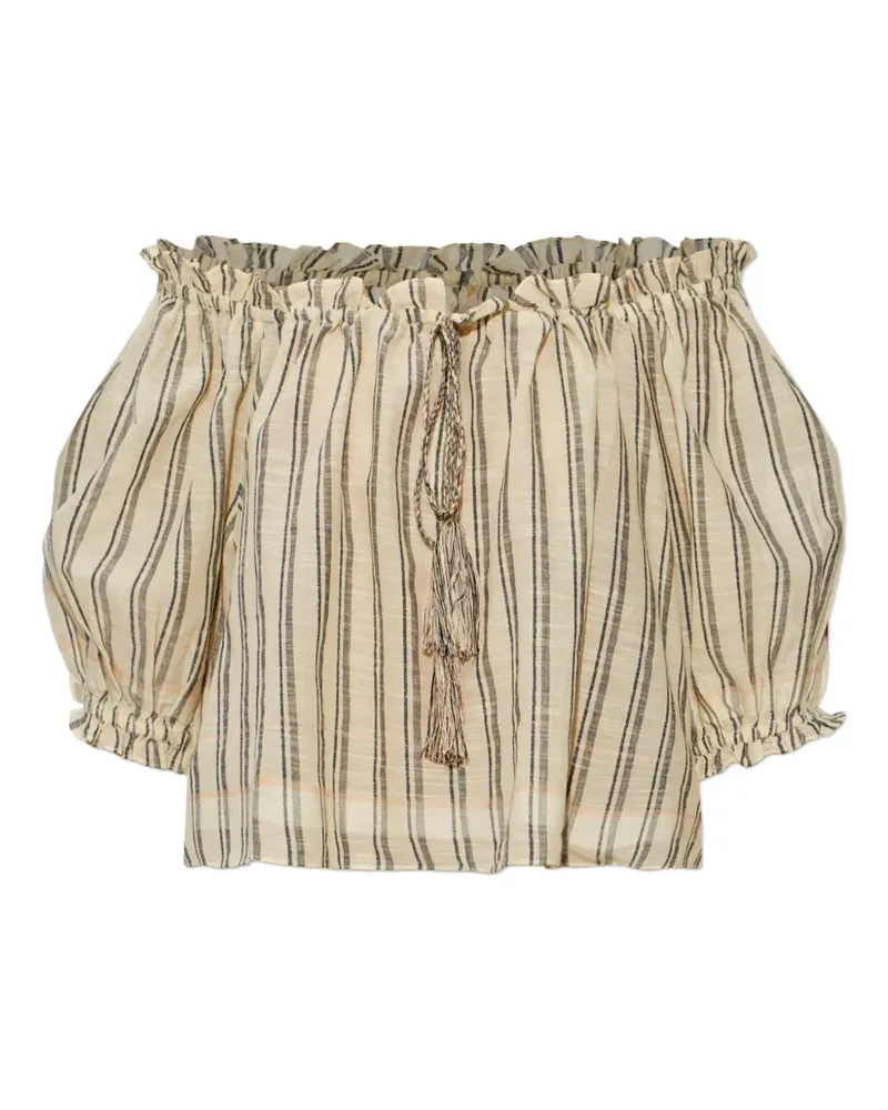 Ulla Johnson Paros ruffled striped top - Nude Nude