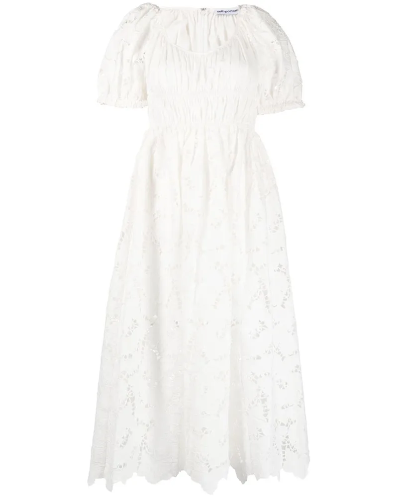 Self-Portrait Midikleid aus Spitze - Weiß Weiß