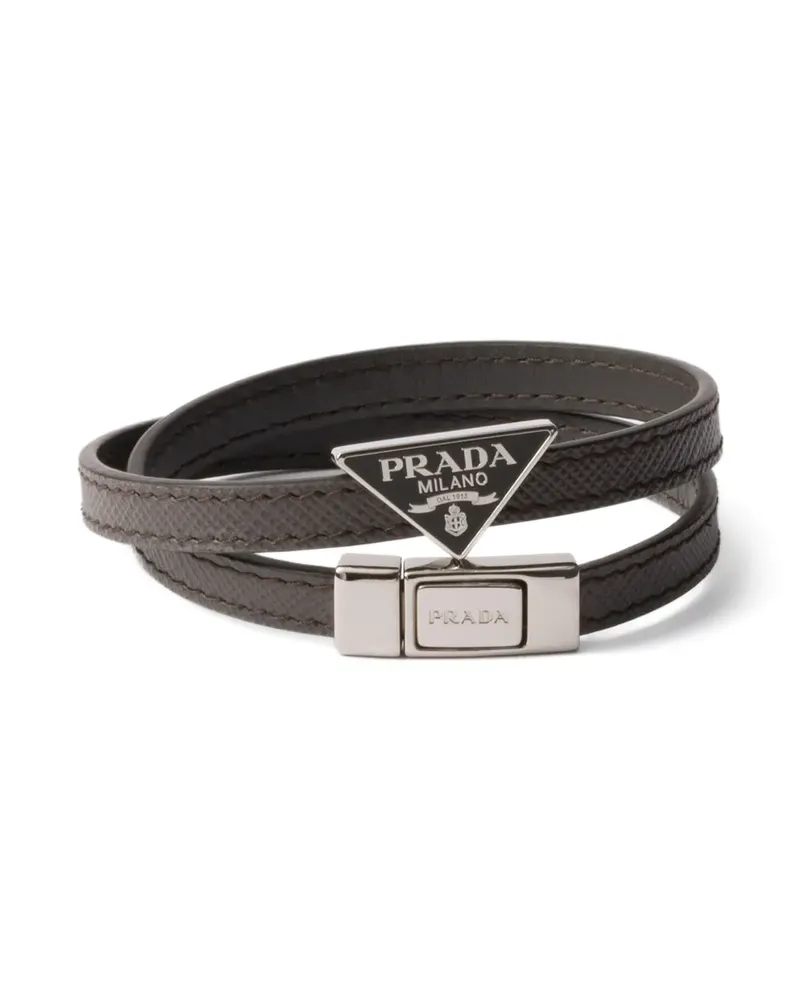 Prada Logo-Armband mit doppeltem Riemen - Braun Braun