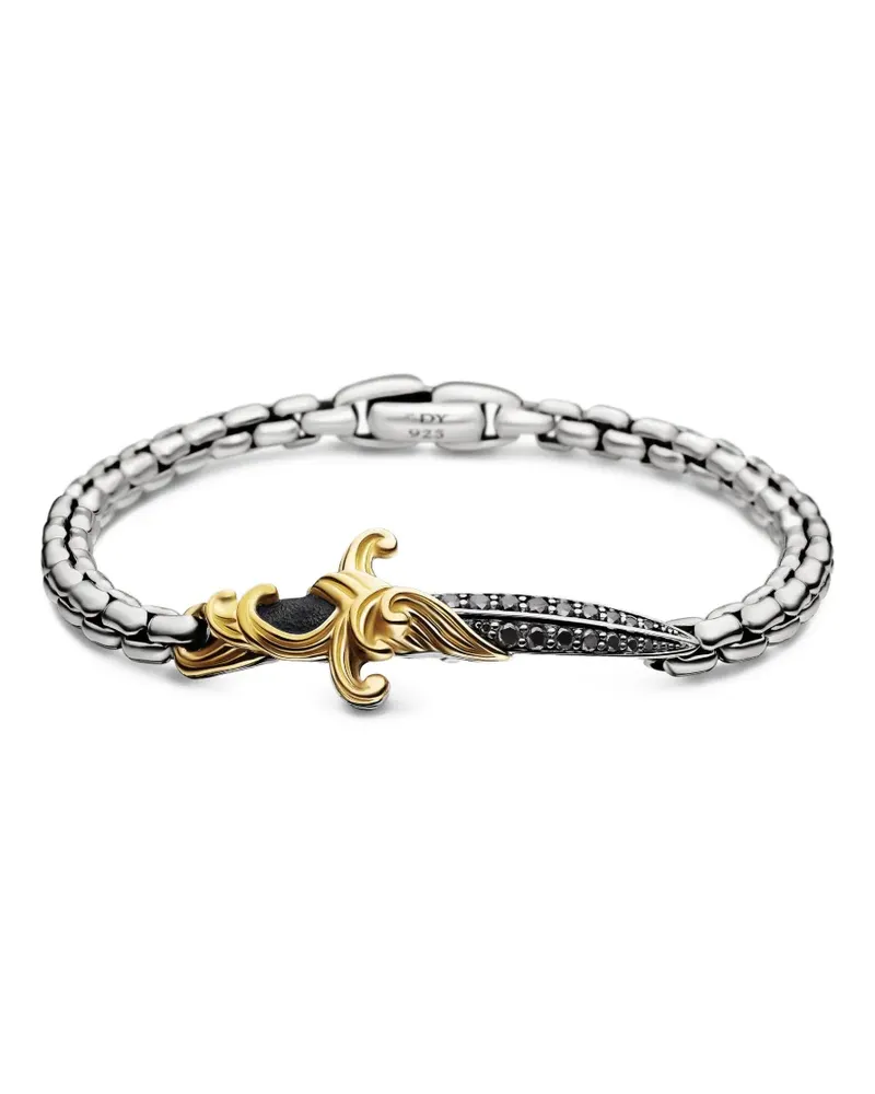 David Yurman 18kt Waves Dagger Gelbgold- und Sterlingsilberarmband mit Diamanten Silber