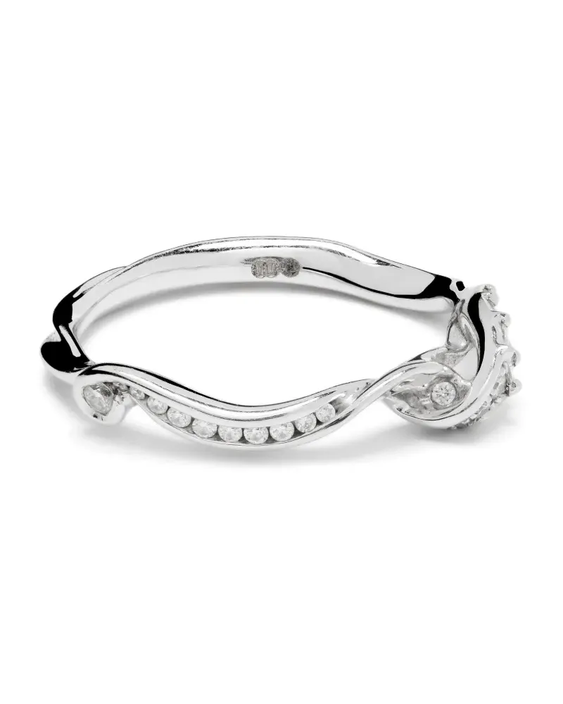Bibi van der Velden 18kt Swirl Weißgoldring mit Diamanten - Silber Silber