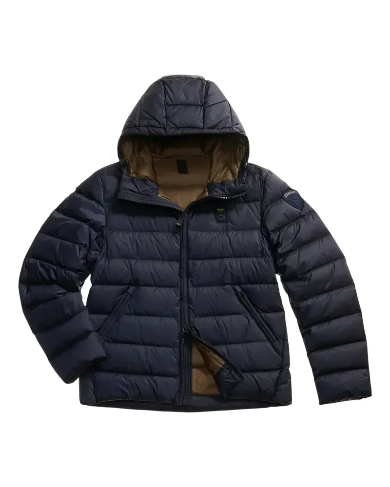 Blauer Gesteppte Kapuzenjacke Blau