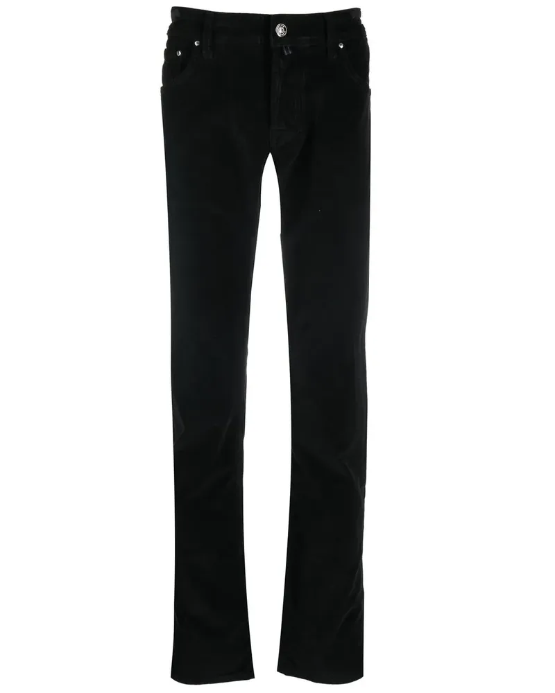 Jacob Cohën Halbhohe Slim-Fit-Hose - Schwarz Schwarz