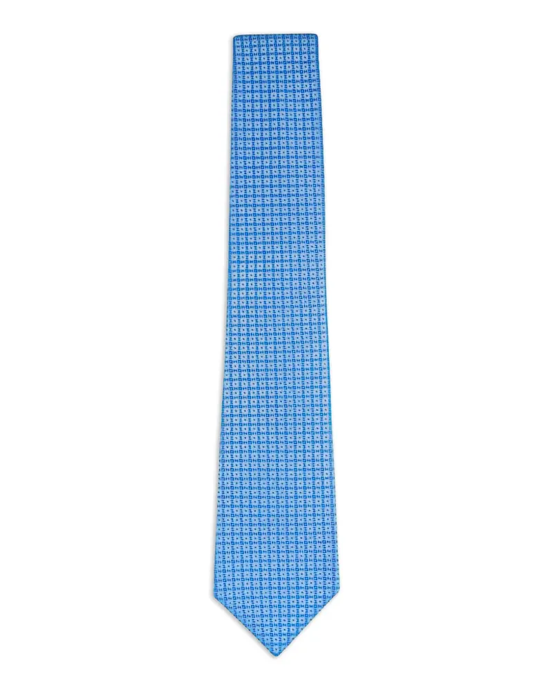Kiton geometric-pattern silk tie - Blau Blau