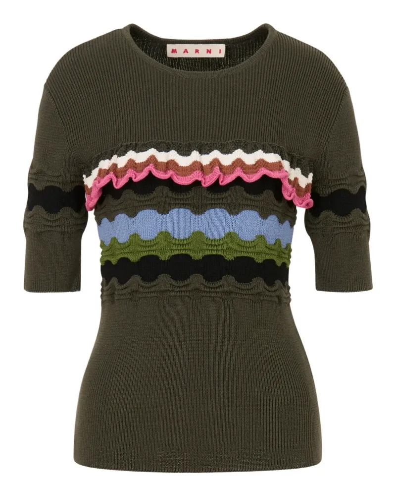 Marni T-Shirt mit Kontrastnähten - Grün Grün