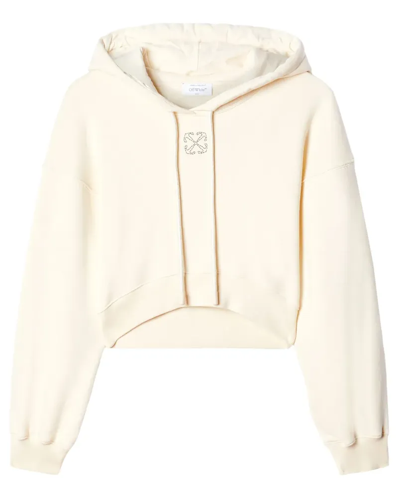 OFF-WHITE Bestickter Cropped-Kapuzenpullover - Weiß Weiß