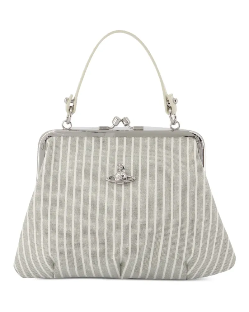 Vivienne Westwood Granny Frame stripe-print clutch bag - Grau Grau