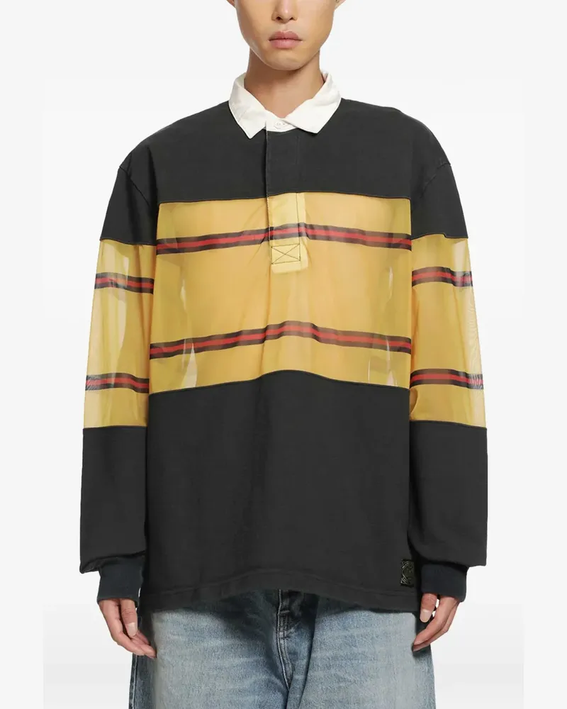 KAPITAL Gestreiftes Rugby-Poloshirt - Schwarz Schwarz