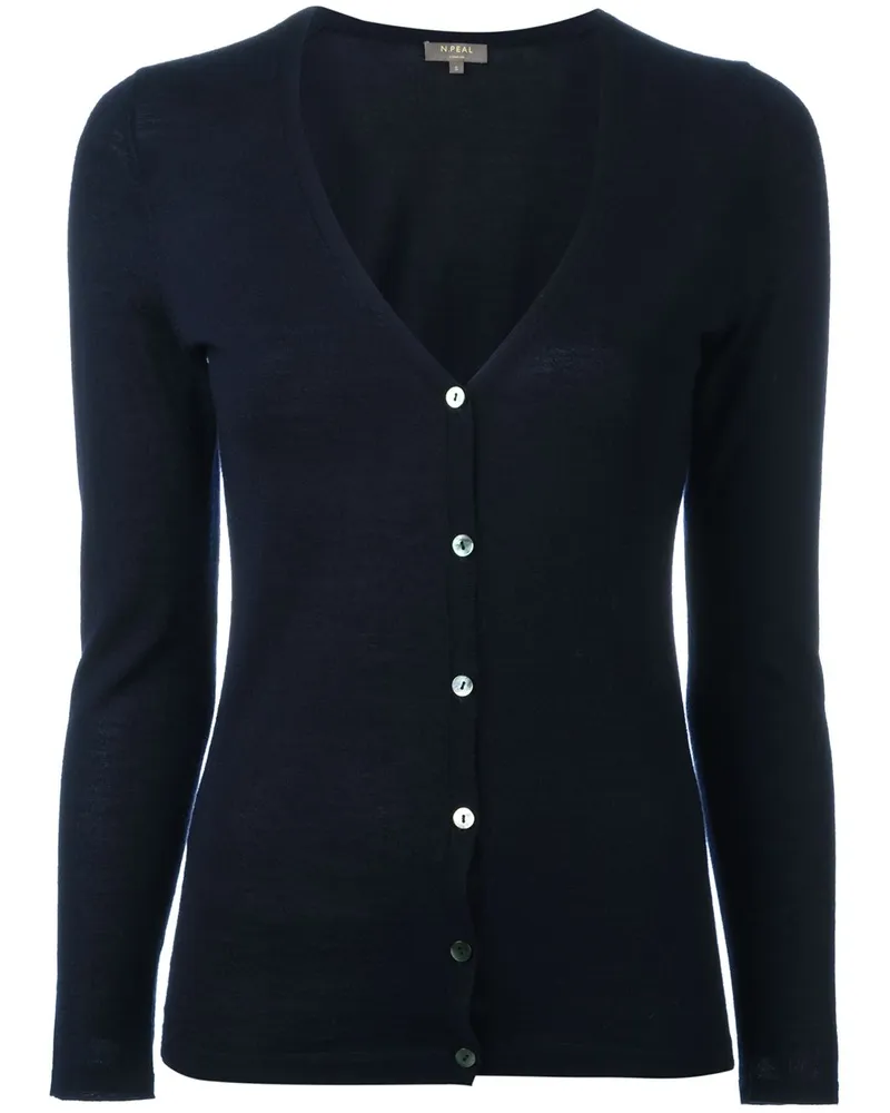 N.Peal Kaschmircardigan mit V-Ausschnitt - Blau Blau