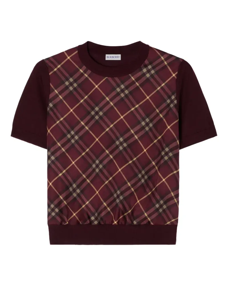 Burberry T-Shirt aus Wolle und Seide mit Karomuster - Rot Rot