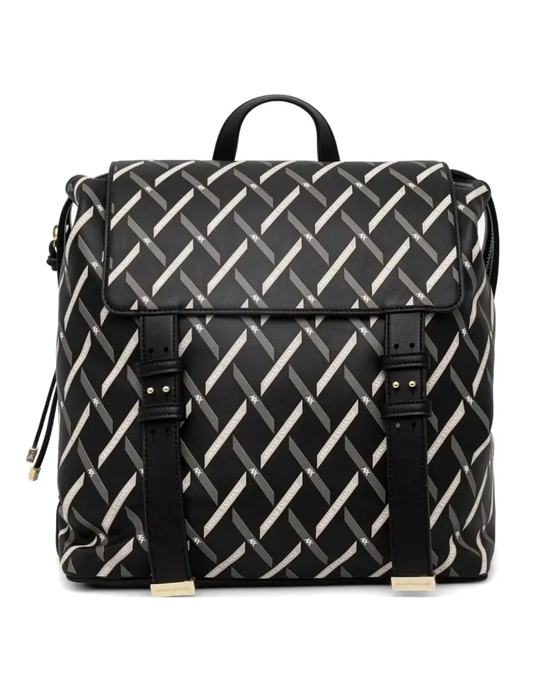 Armani Exchange logo-print foldover backpack - Schwarz Schwarz