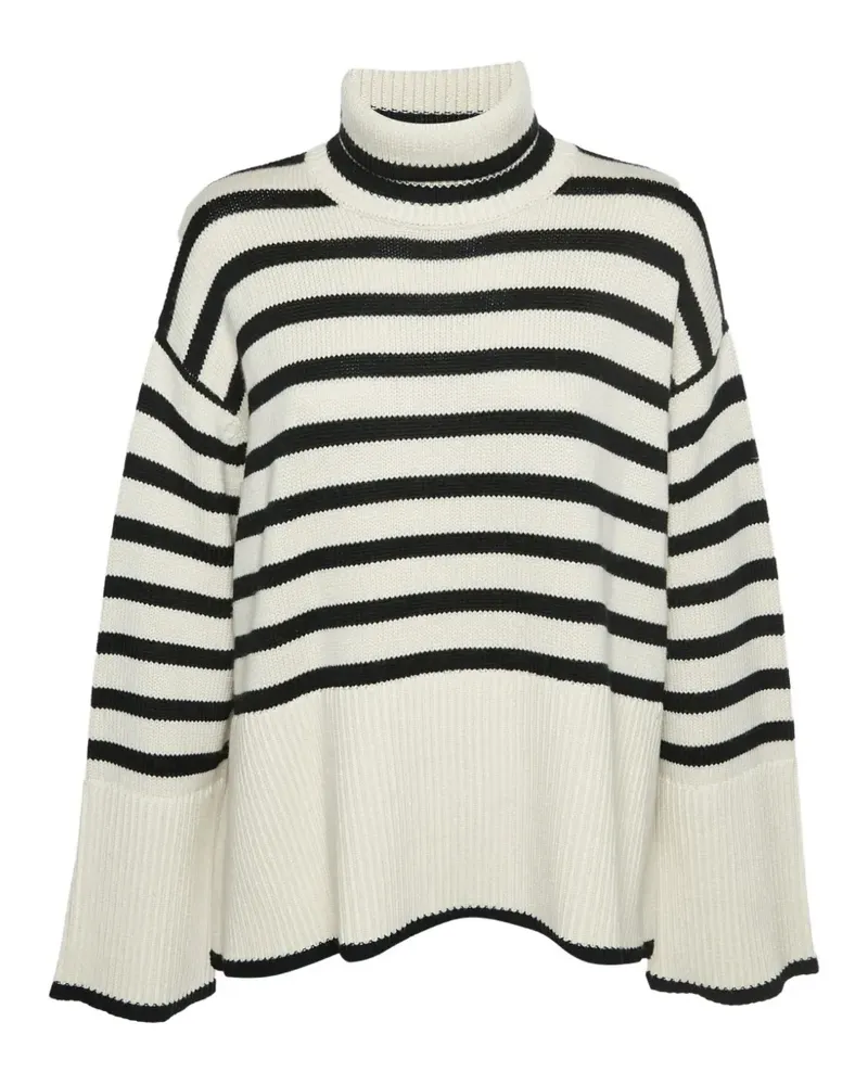 Totême Gestreifter Rollkragenpullover - Weiß Weiß