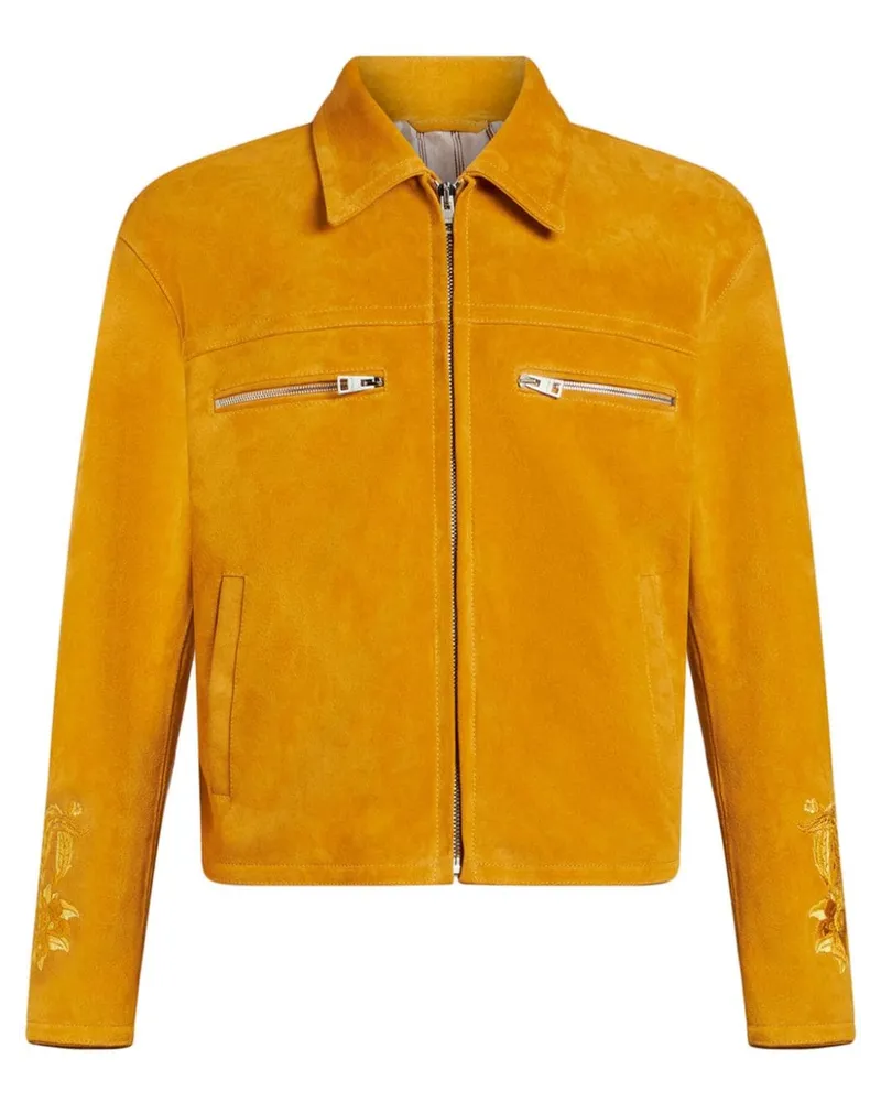 Etro Wildlederjacke mit Pegaso-Stickerei - Gelb Gelb