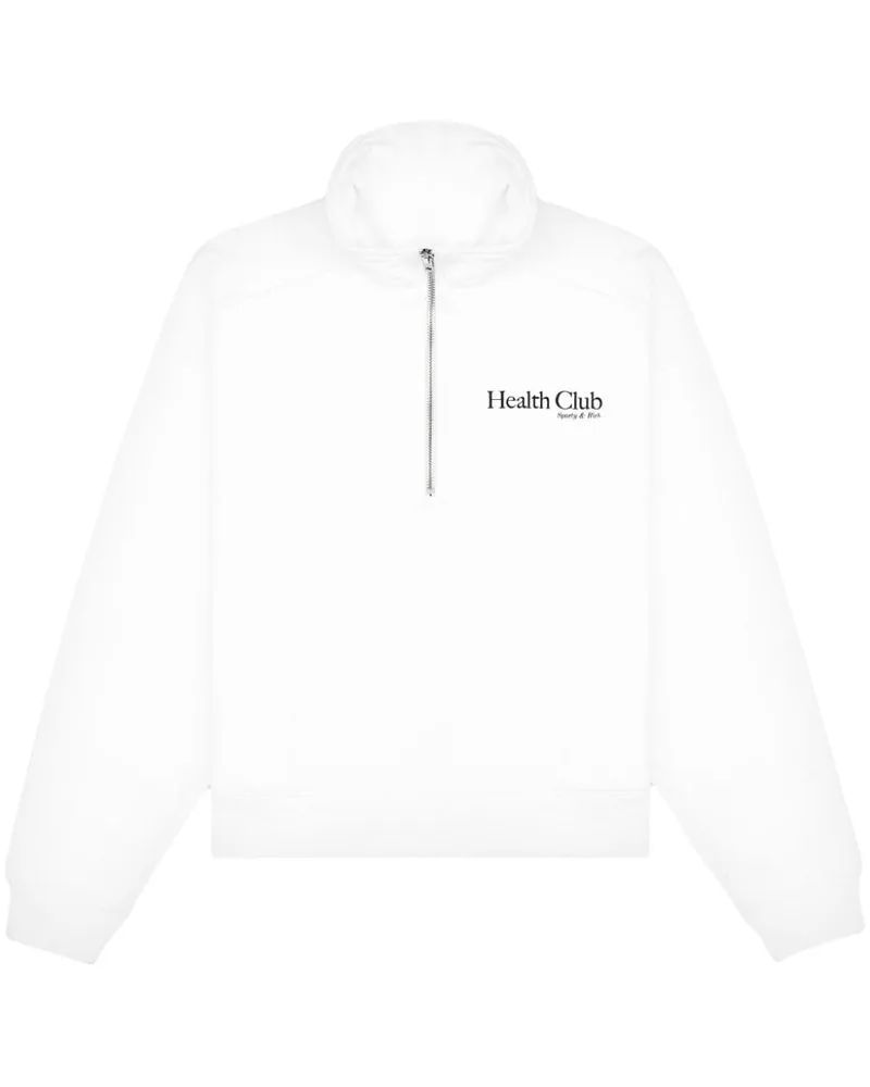 SPORTY & RICH Health Club Sweatshirt mit Viertelreißverschluss - Weiß Weiß