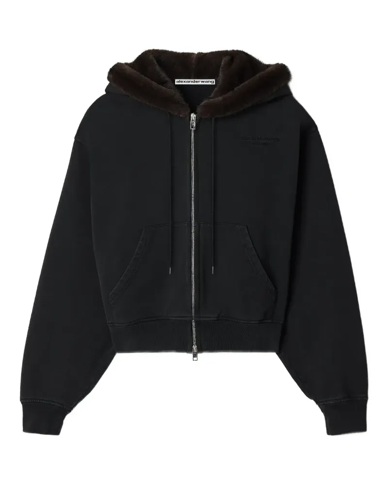 Alexander Wang Kapuzenjacke mit Kapuze aus Faux Fur - Schwarz Schwarz