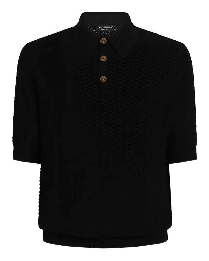 Dolce & Gabbana perforated cotton polo shirt - Schwarz Schwarz
