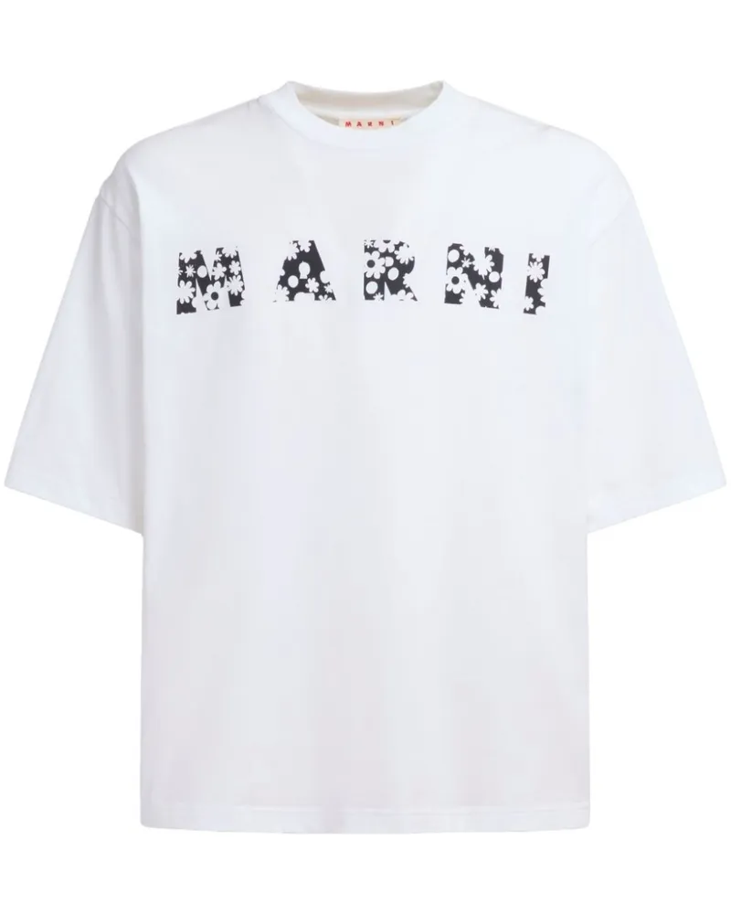 Marni T-Shirt mit Logo-Print - Weiß Weiß