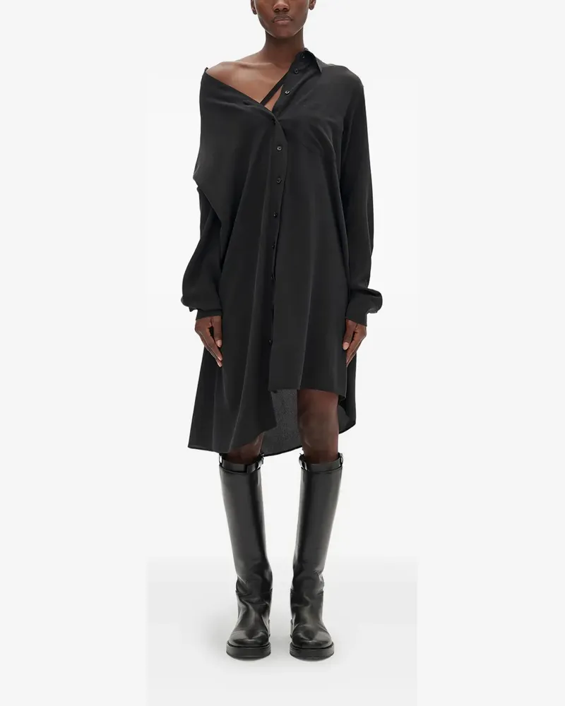 Ann Demeulemeester Halina Midikleid mit tiefen Schultern - Schwarz Schwarz