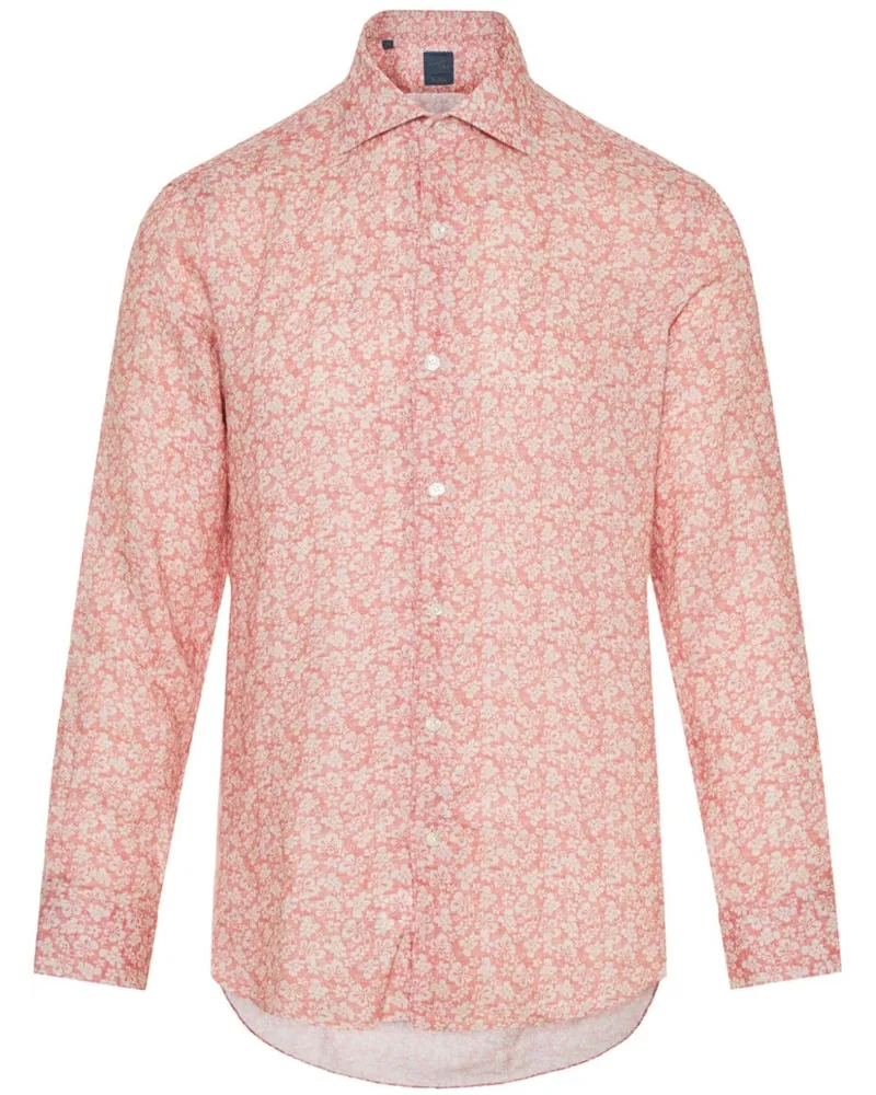 BARBA Leinenhemd mit Blumen-Print - Rot Rot