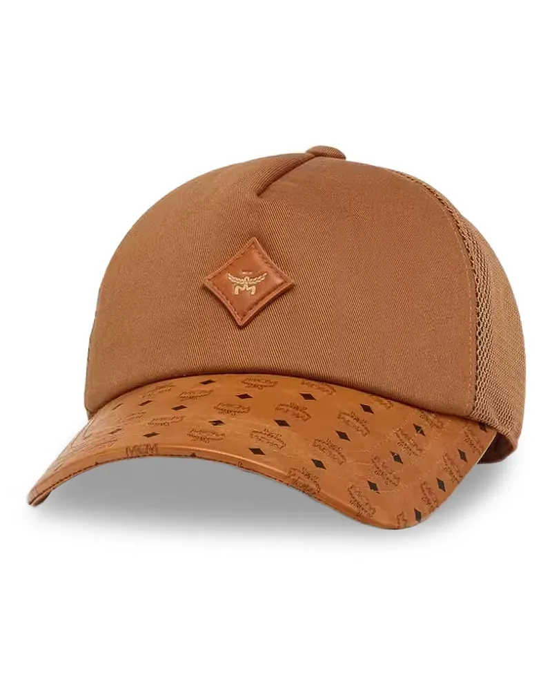 MCM Diamond monogram-print mesh-panelled baseball cap - Braun Braun