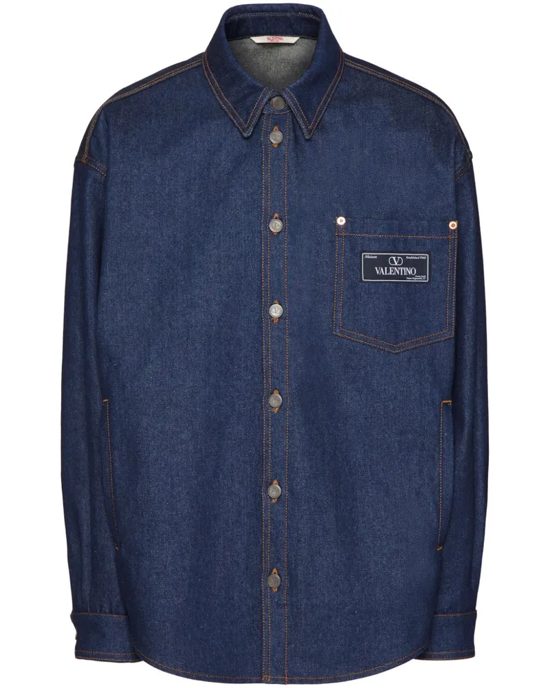 Valentino Garavani Jeanshemd mit Logo-Patch - Blau Blau