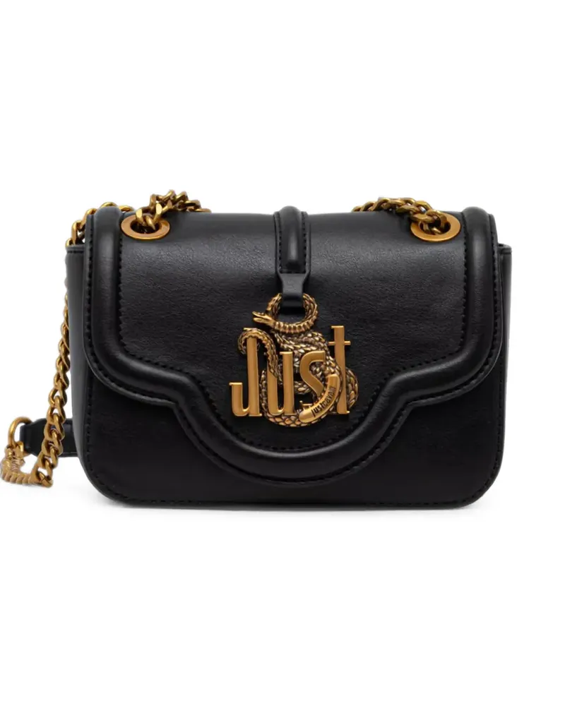 Just Cavalli Schultertasche mit Schlangen-Schild - Schwarz Schwarz