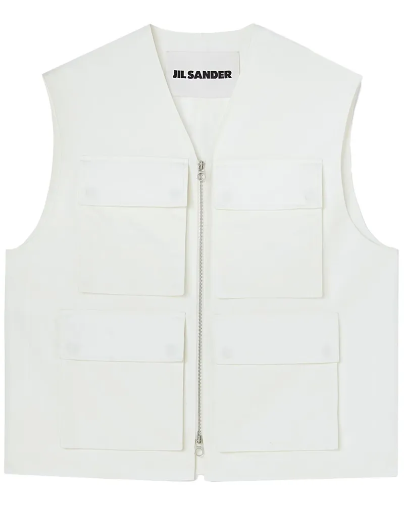 Jil Sander Cargo-Weste mit Reißverschluss - Weiß Weiß