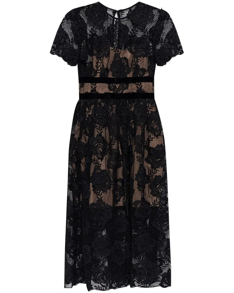 Self-Portrait Midikleid aus Spitze - Schwarz Schwarz