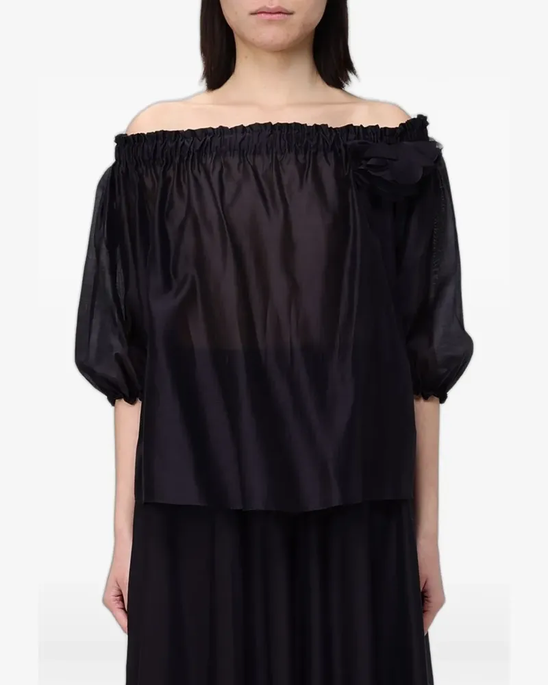 Hanita off-shoulder floral-detail blouse - Schwarz Schwarz