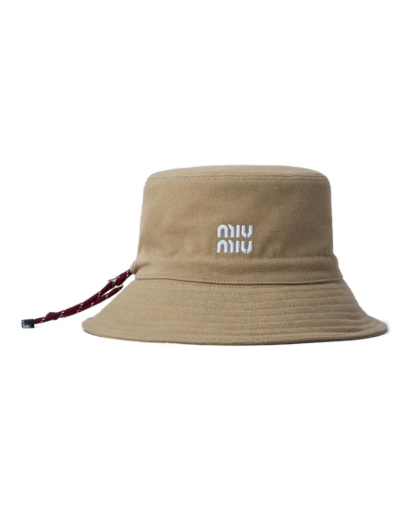 Miu Miu Fischerhut mit Logo-Stickerei - Nude Nude