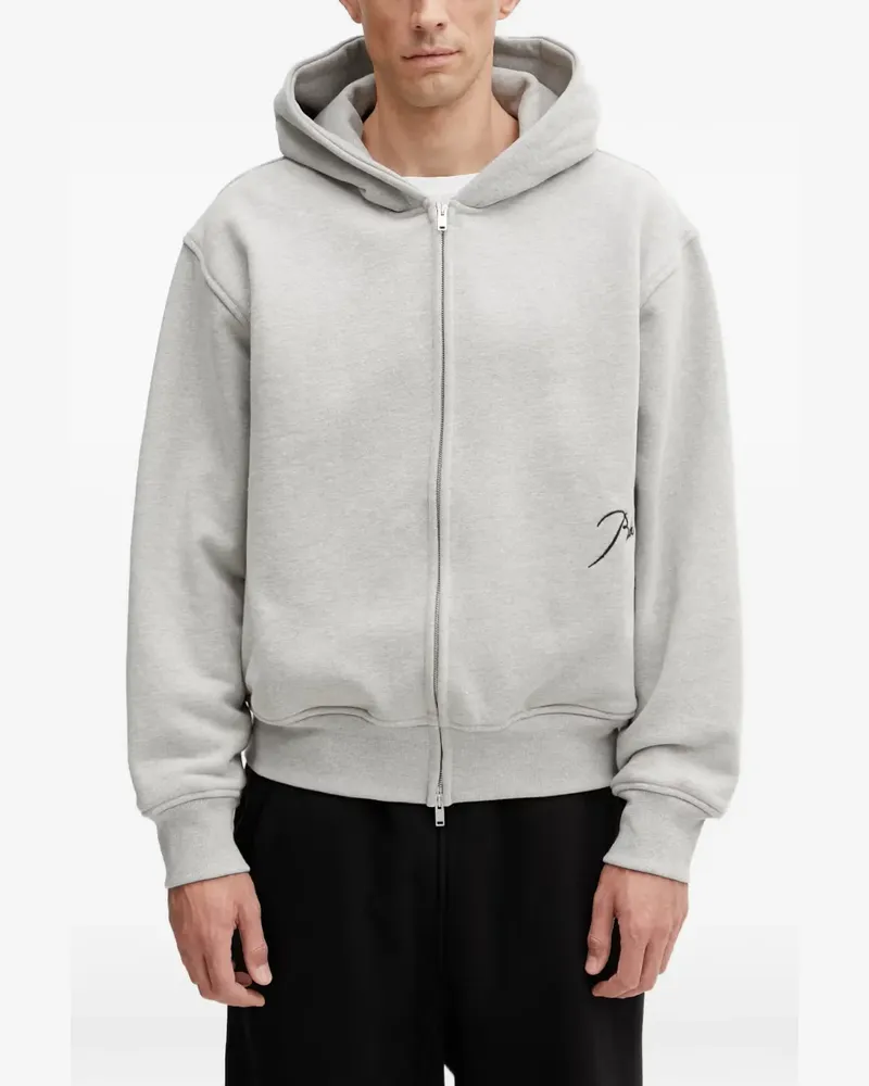 RHUDE logo-embroidered zip-up hoodie - Grau Grau