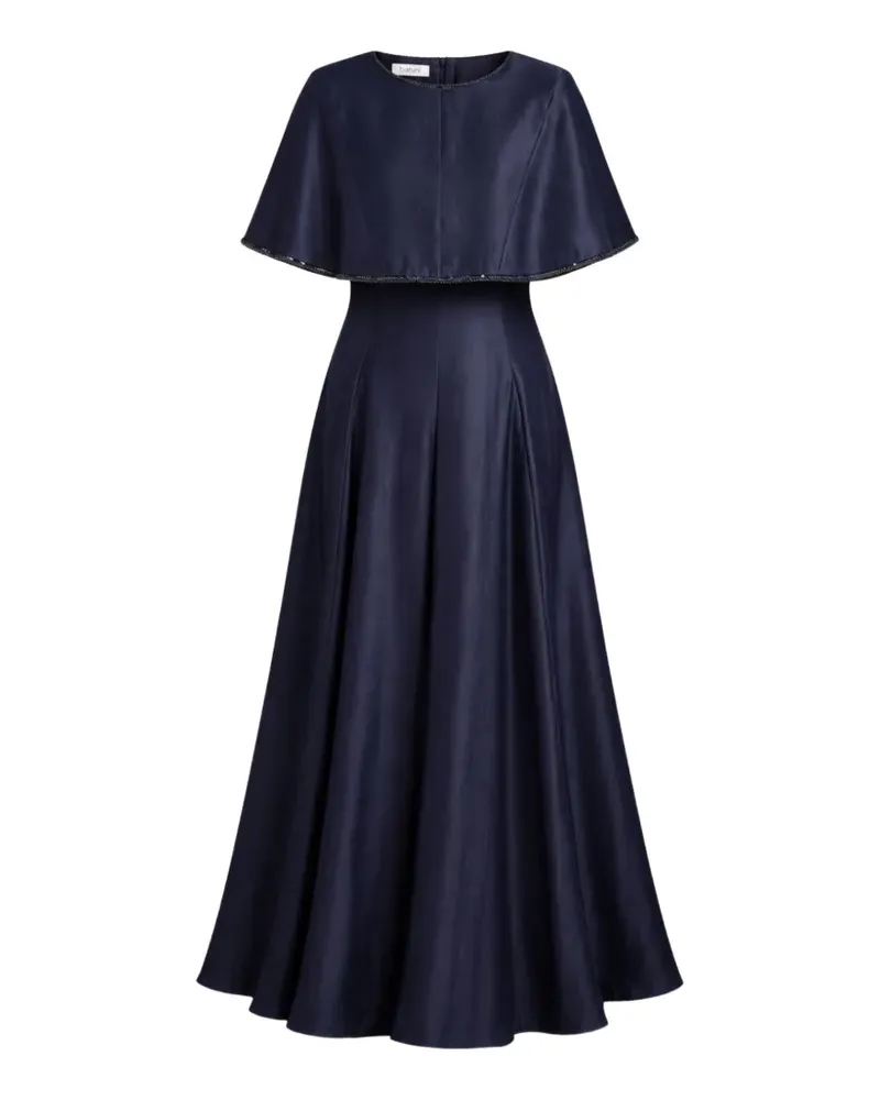 Baruni A-Linien-Maxikleid mit Cape-Overlay - Blau Blau