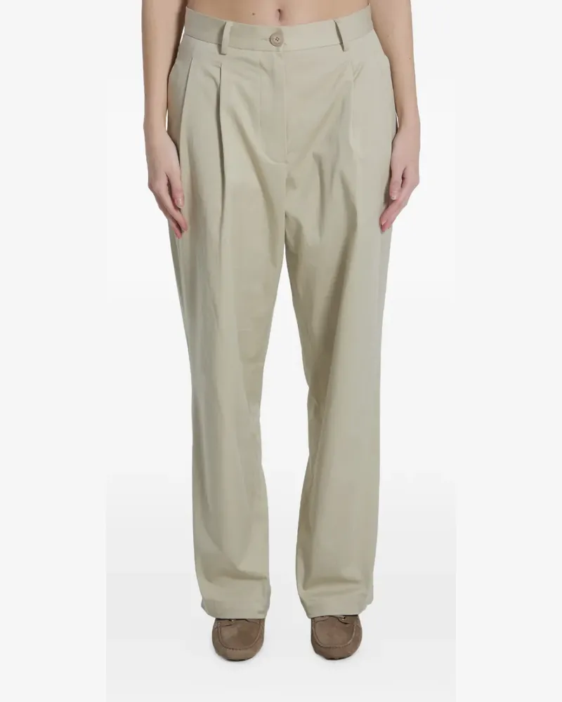Tagliatore double-pleated linen trousers - Nude Nude