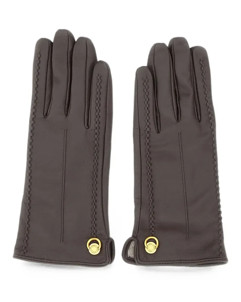Gianni Chiarini logo-rivet suede gloves - Braun Braun