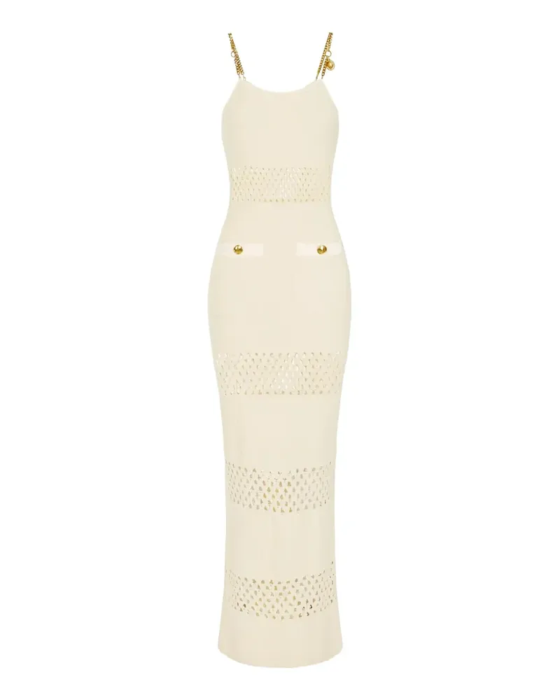 Elisabetta Franchi cut-out chain bouclé maxi dress - Nude Nude