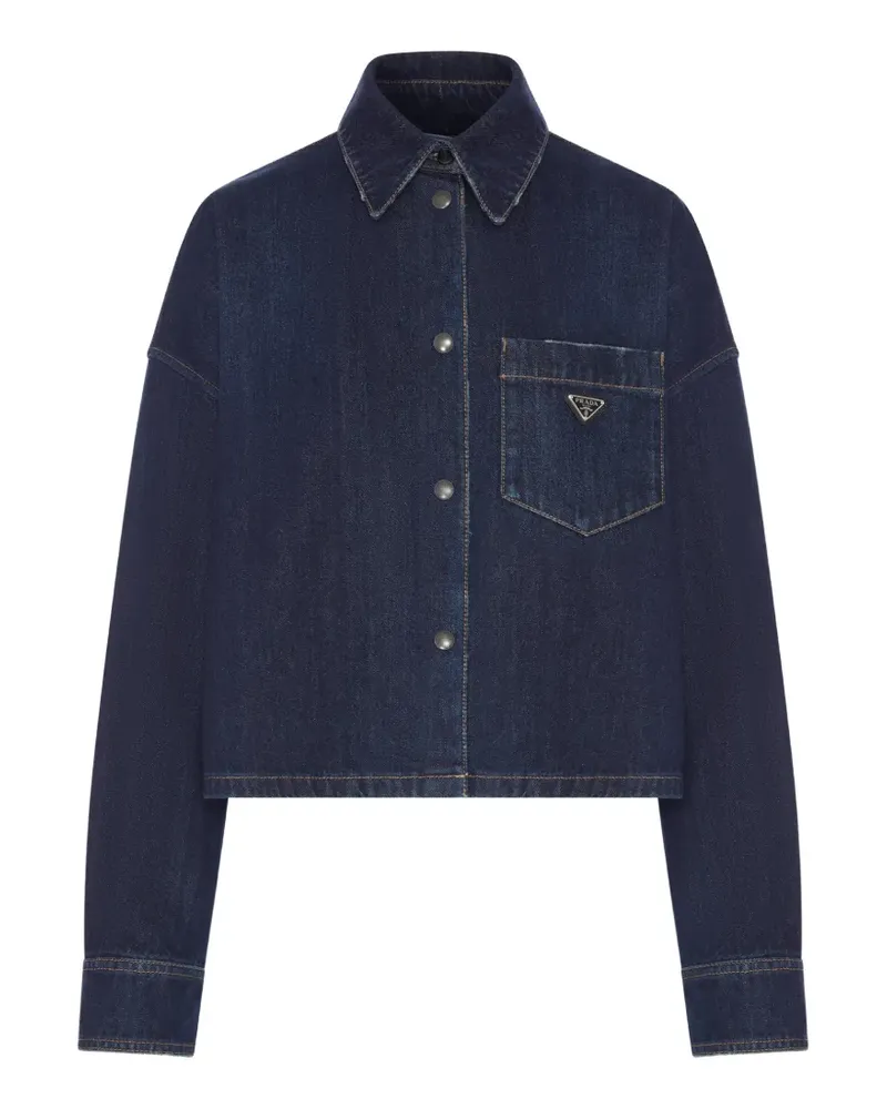 Prada logo-plaque denim jacket - Blau Blau