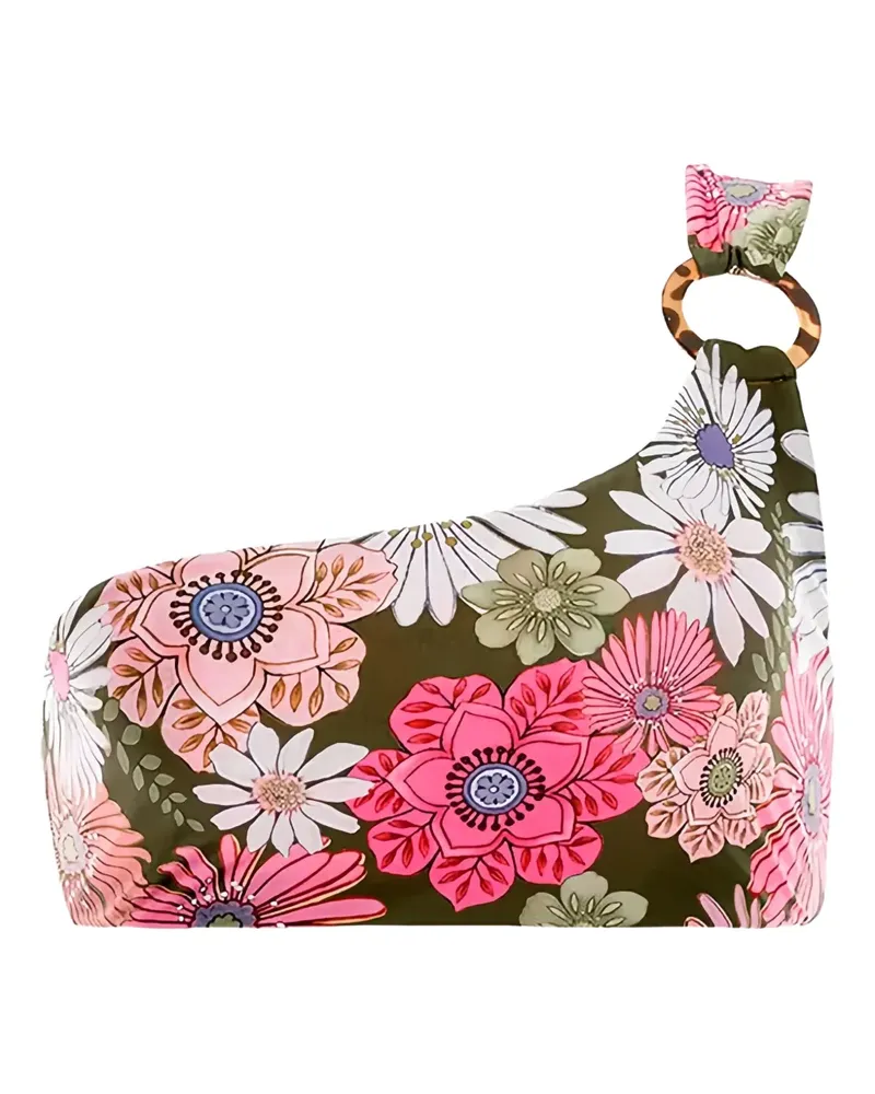 AGUA BENDITA asymmetric-strap floral bikini top - Grün Grün