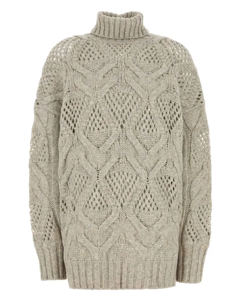 SPORTMAX Rollkragenpullover mit Zopfmuster - Nude Nude