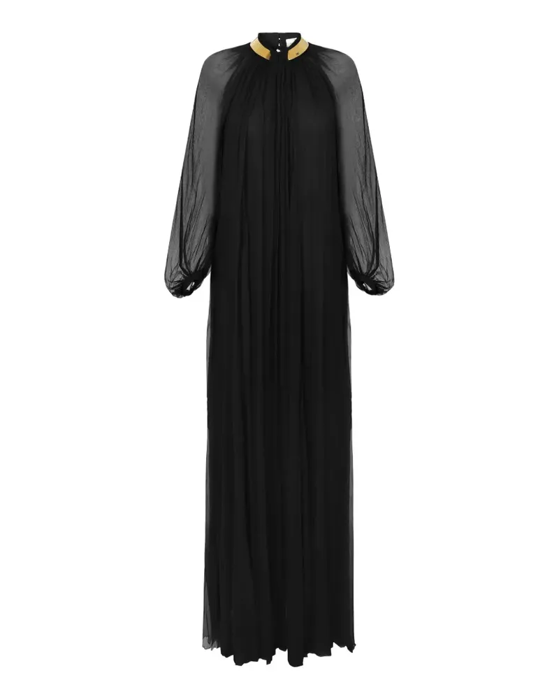 Elisabetta Franchi Red Carpet Kreppkleid mit Schmuckkragen - Schwarz Schwarz