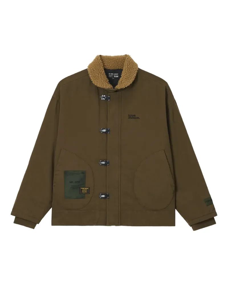 Izzue Jacke mit Fleecekragen und Clipverschluss - Grün Grün