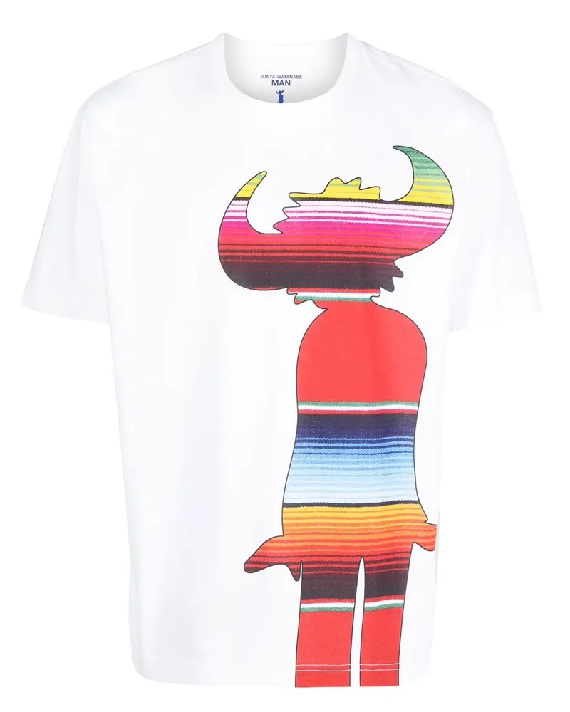 Junya Watanabe T-Shirt mit grafischem Print Weiß