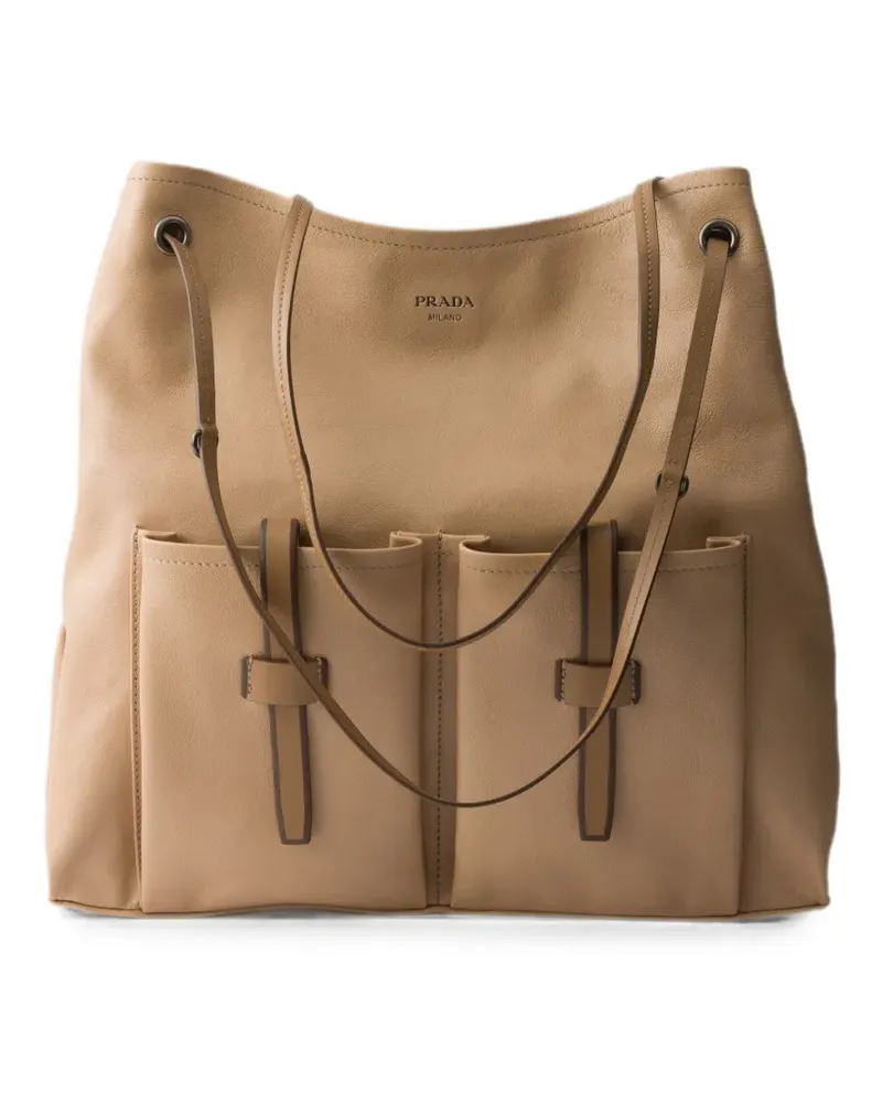 Prada Route large leather bag - Nude Nude