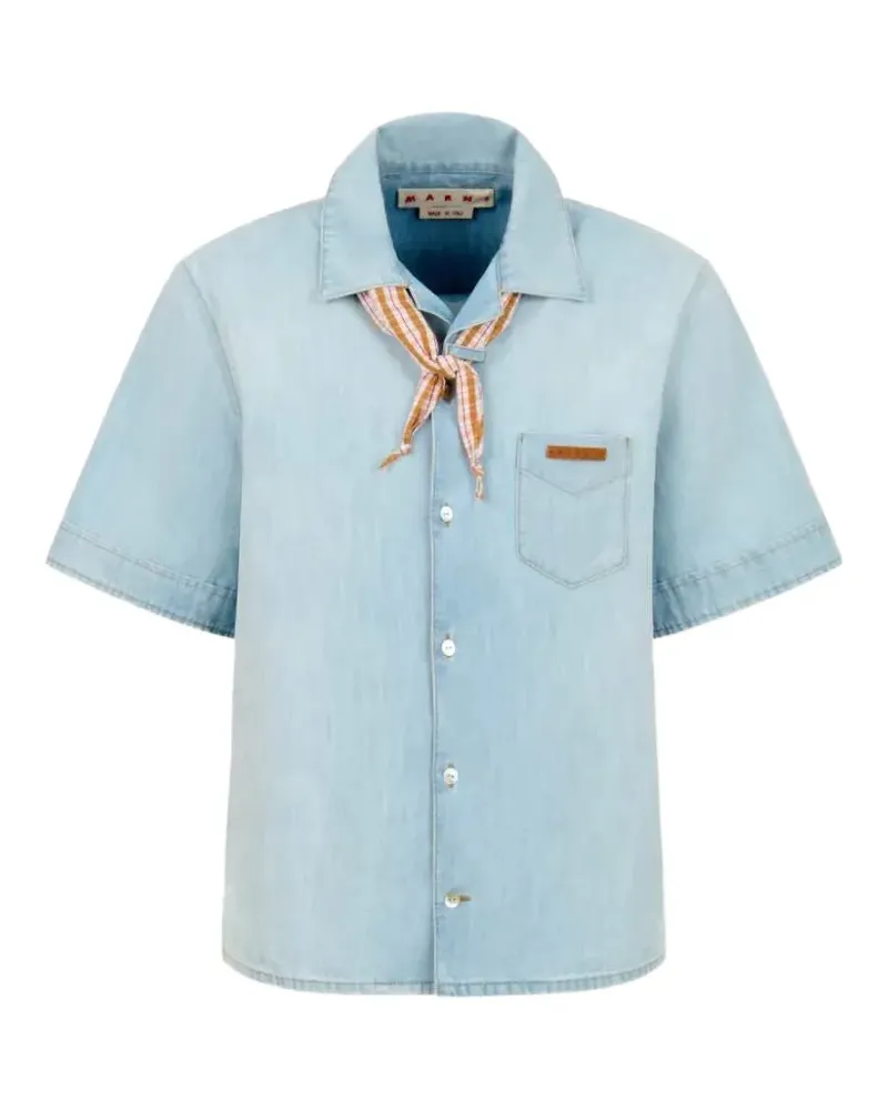 Marni pocket checked-tie shirt - Blau Blau