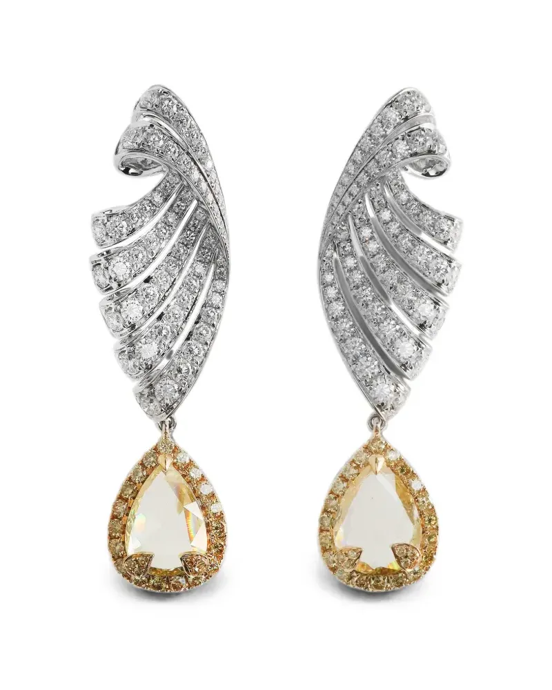 HYT Jewelry Hängeohrringe mit Diamanten und Tropfenschliff - Silber Silber